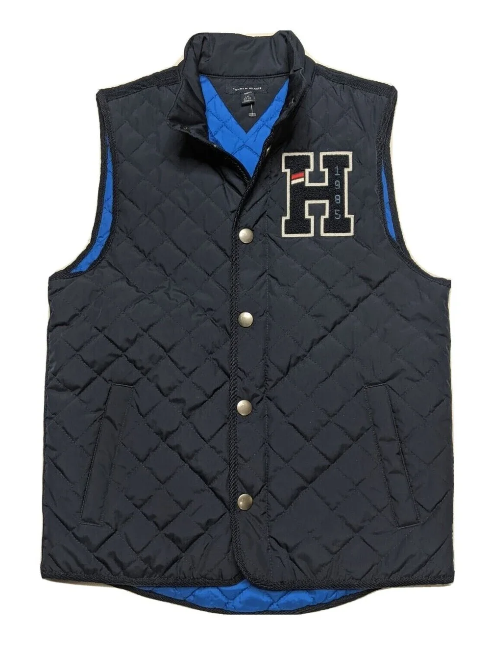 Tommy Hilfiger Youth Boys Kids Large 12/14 Blue Quilted Puffer Vest Jacket Winte